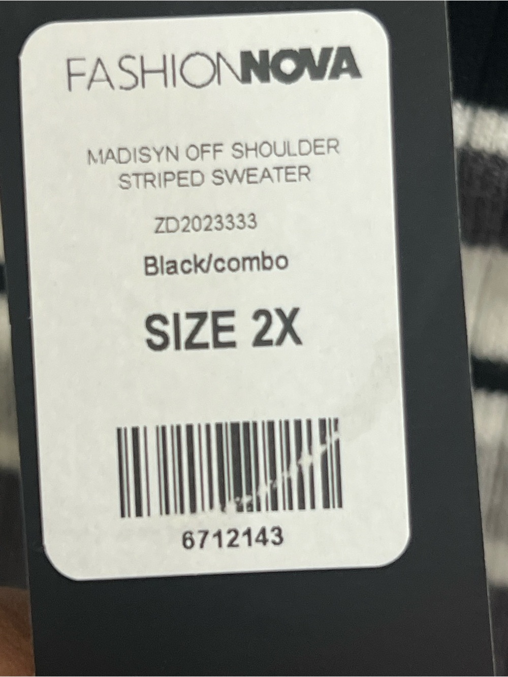 Fashion Nova Black Striped Off-Shoulder Sweater